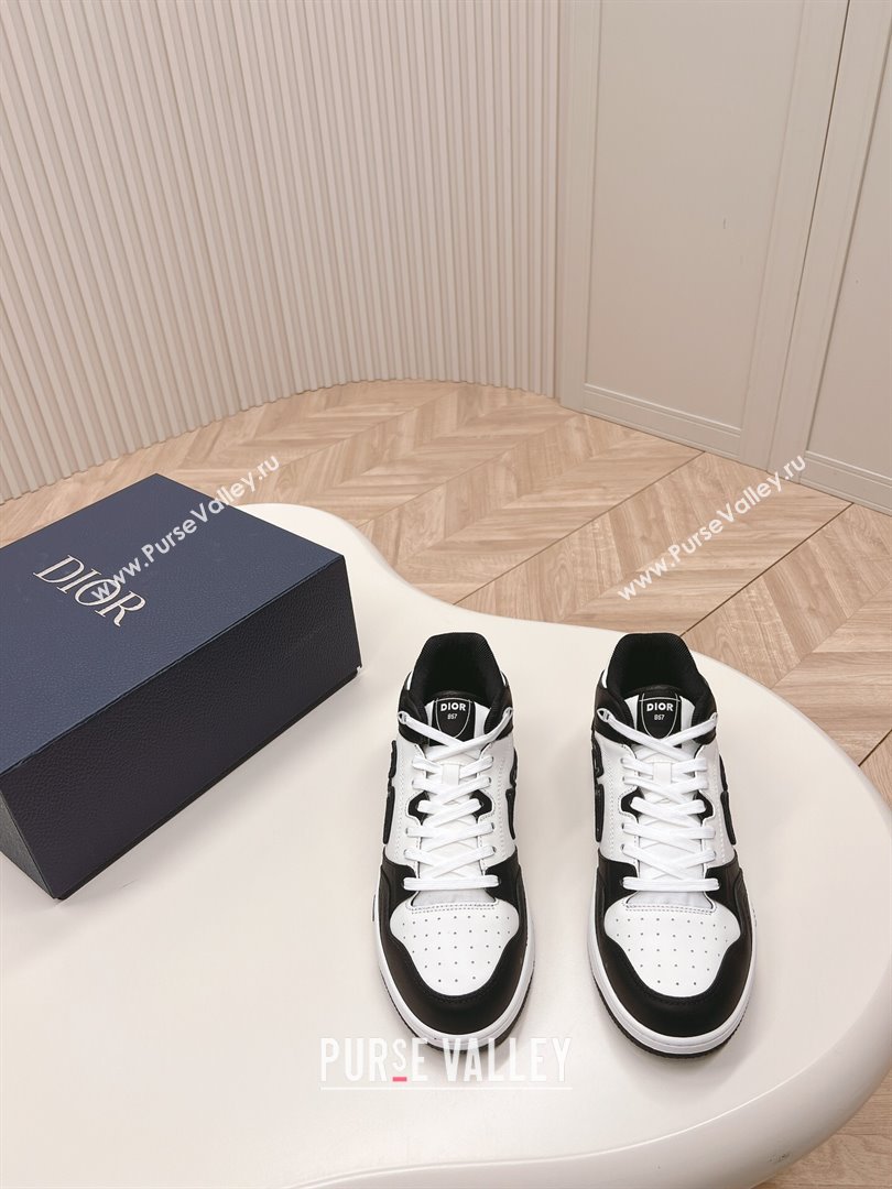 Dior B57 Mid-Top Sneakers in Smooth Calfskin with Oblique Jacquard CD Black/White 2023 (MD-231106109)