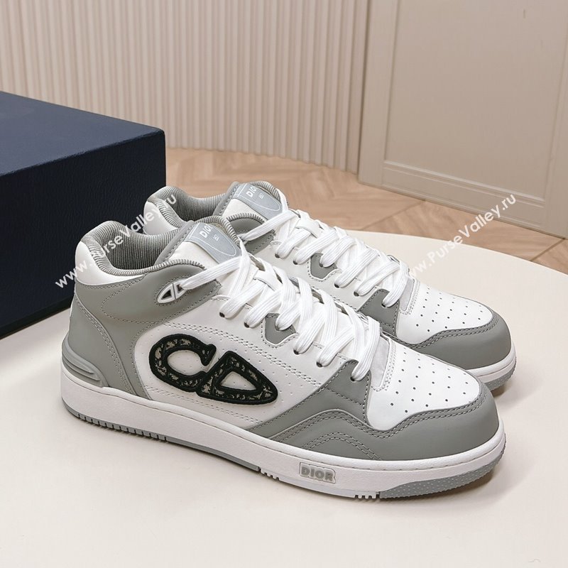 Dior B57 Mid-Top Sneakers in Smooth Calfskin with Oblique Jacquard CD Grey/White 2023 (MD-231106108)