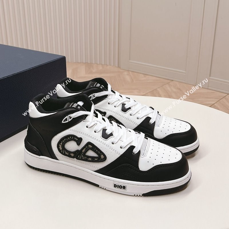 Dior B57 Mid-Top Sneakers in Smooth Calfskin with Oblique Jacquard CD Black/White 2023 (MD-231106109)