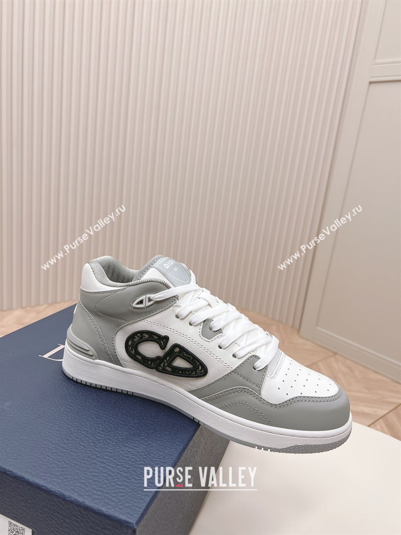 Dior B57 Mid-Top Sneakers in Smooth Calfskin with Oblique Jacquard CD Grey/White 2023 (MD-231106108)