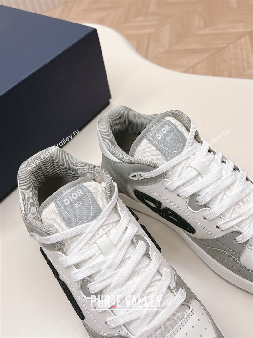 Dior B57 Mid-Top Sneakers in Smooth Calfskin with Oblique Jacquard CD Grey/White 2023 (MD-231106108)