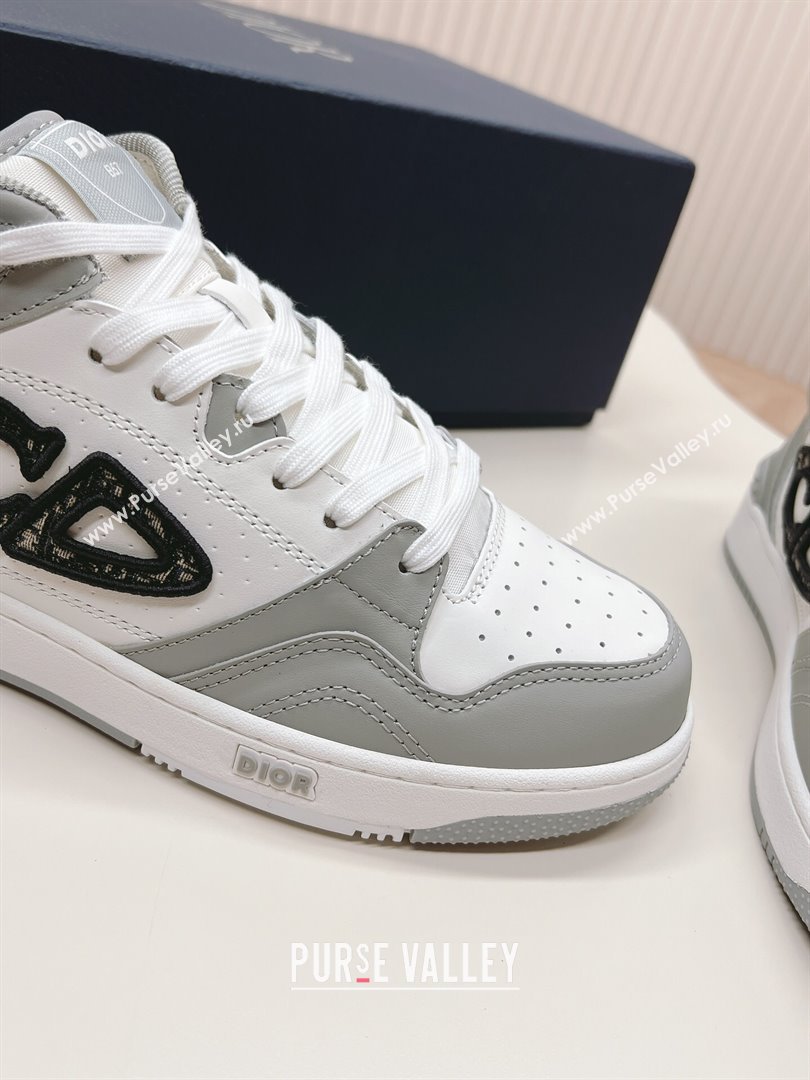 Dior B57 Mid-Top Sneakers in Smooth Calfskin with Oblique Jacquard CD Grey/White 2023 (MD-231106108)