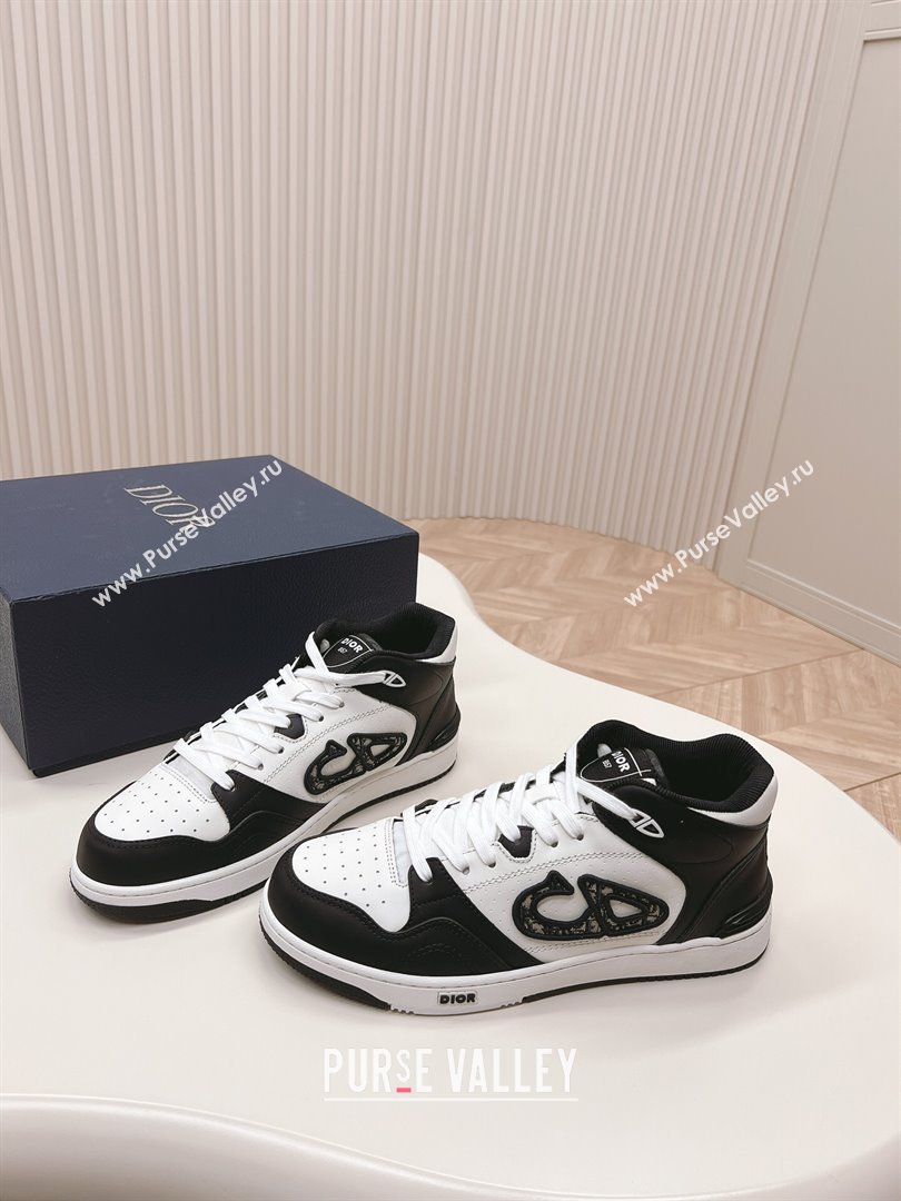 Dior B57 Mid-Top Sneakers in Smooth Calfskin with Oblique Jacquard CD Black/White 2023 (MD-231106109)