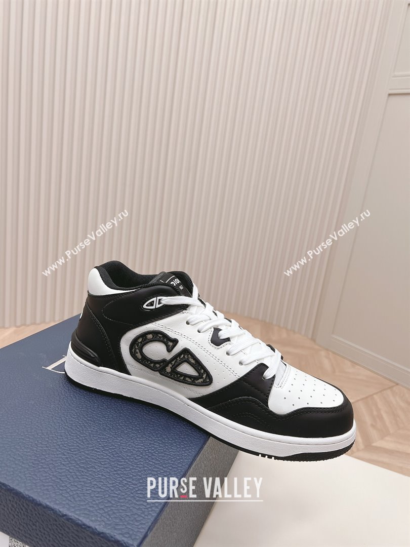 Dior B57 Mid-Top Sneakers in Smooth Calfskin with Oblique Jacquard CD Black/White 2023 (MD-231106109)