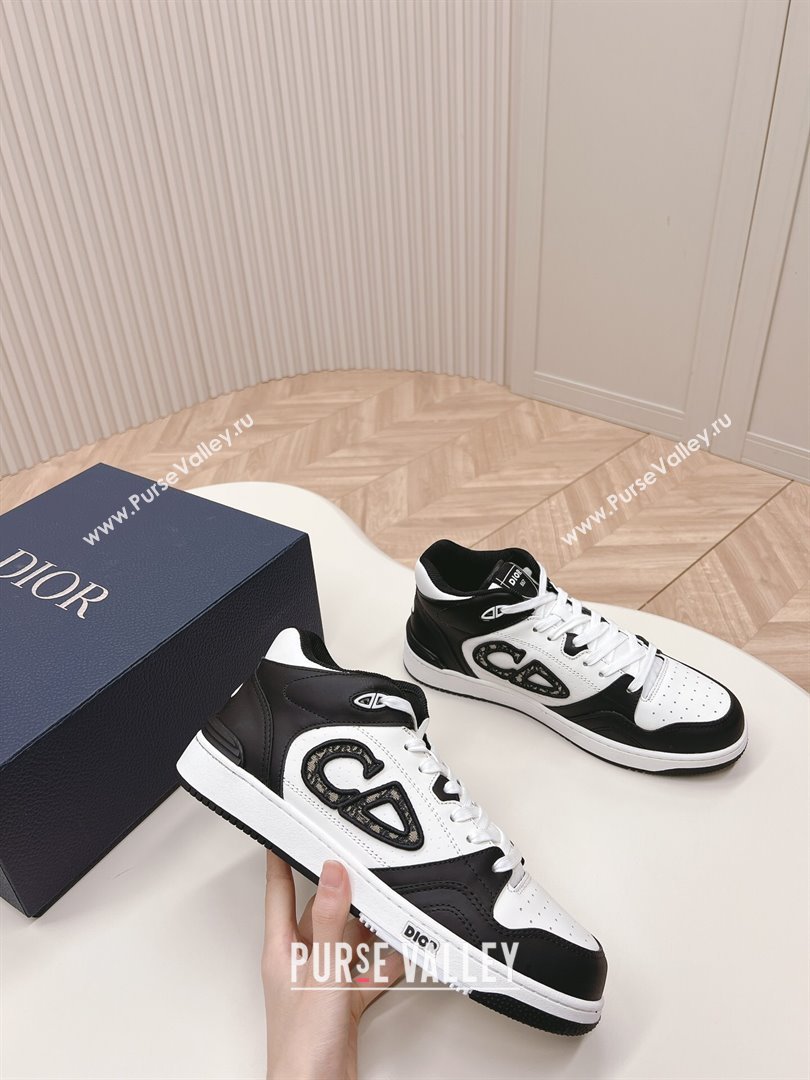 Dior B57 Mid-Top Sneakers in Smooth Calfskin with Oblique Jacquard CD Black/White 2023 (MD-231106109)