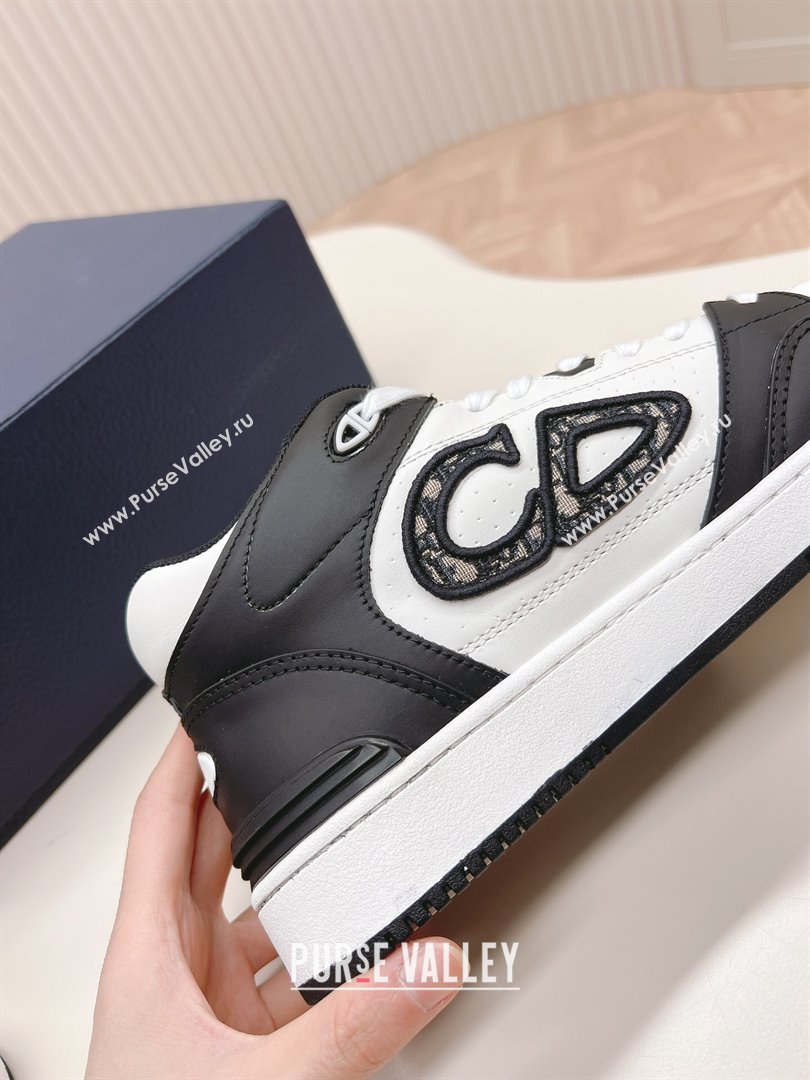 Dior B57 Mid-Top Sneakers in Smooth Calfskin with Oblique Jacquard CD Black/White 2023 (MD-231106109)