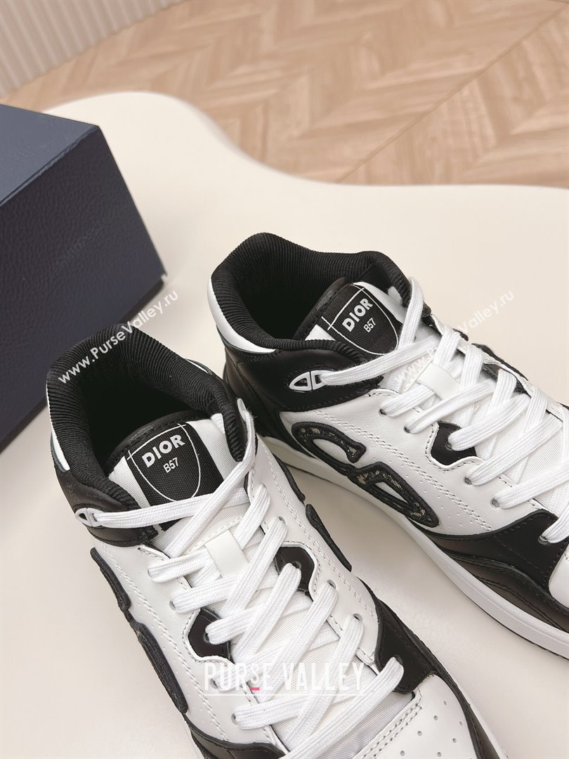 Dior B57 Mid-Top Sneakers in Smooth Calfskin with Oblique Jacquard CD Black/White 2023 (MD-231106109)