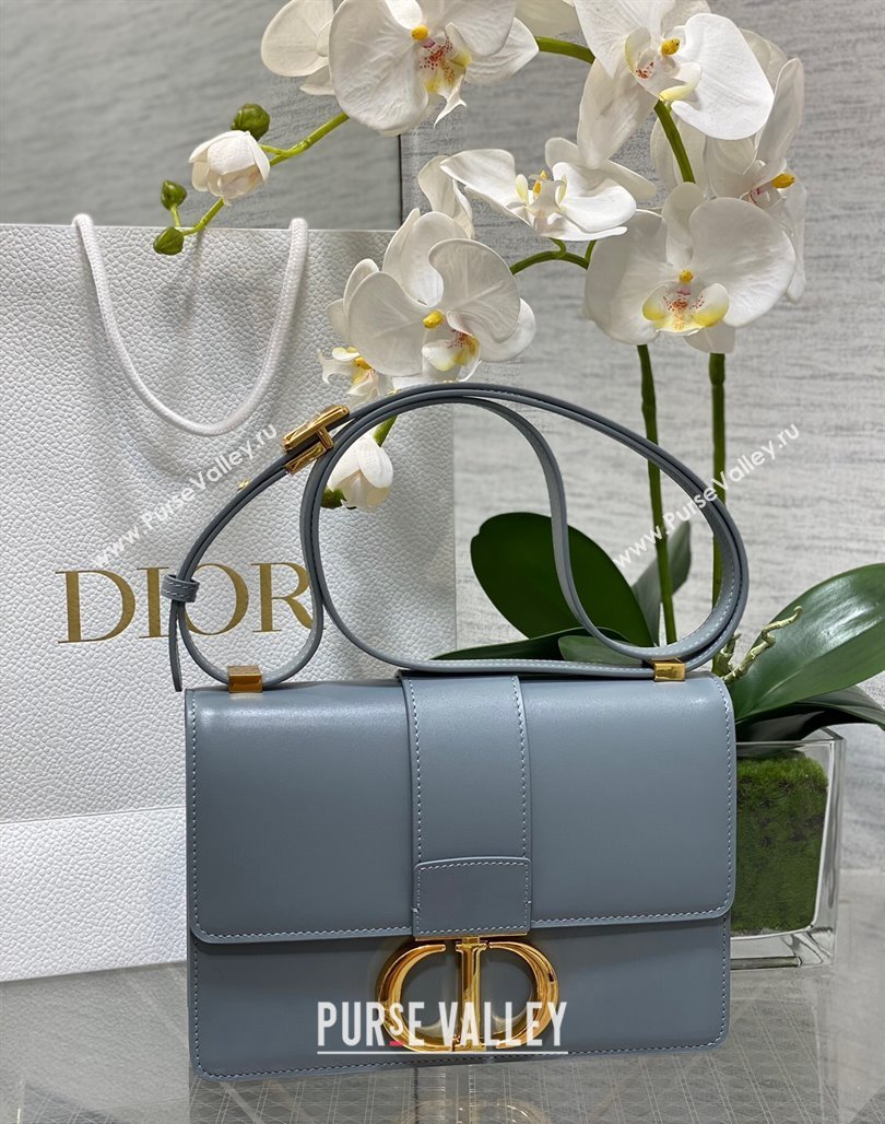 Dior 30 Montaigne Bag in Box Calfskin Dusty Blue 2023 DR111502 (BF-231115030)