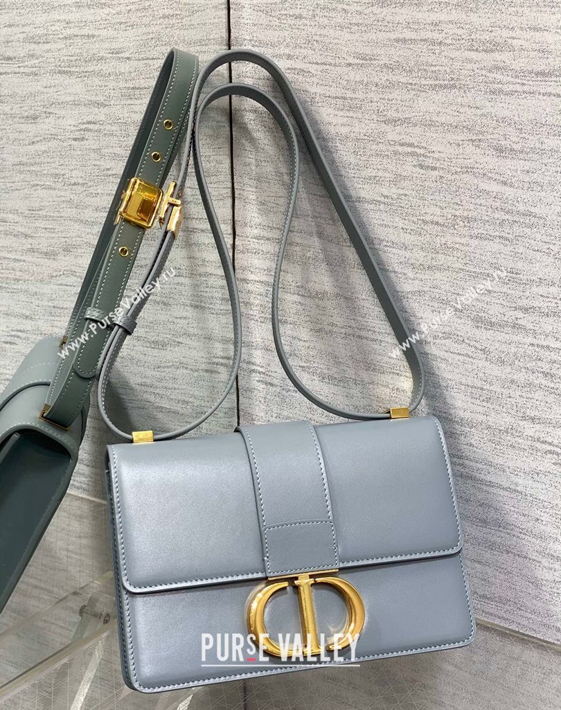 Dior 30 Montaigne Bag in Box Calfskin Dusty Blue 2023 DR111502 (BF-231115030)