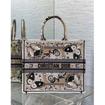 Dior Large Book Tote Bag in Beige Multicolor Butterfly Bandana Embroidery 2023 (XXG-231115034)