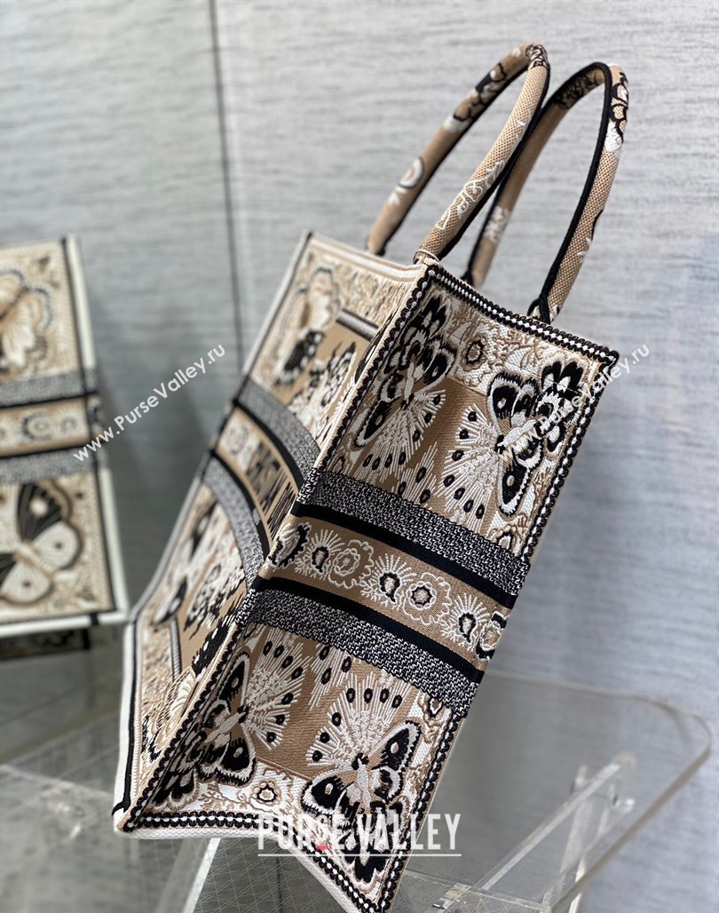 Dior Large Book Tote Bag in Beige Multicolor Butterfly Bandana Embroidery 2023 (XXG-231115034)