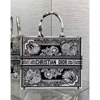 Dior Large Book Tote Bag in Black and White Butterfly Bandana Embroidery 2023 (XXG-231115035)