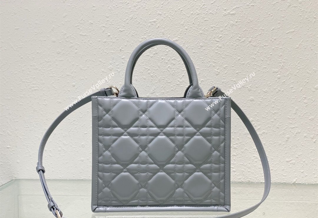 Dior Small Tote Bag in Grey Cannage Calfskin 2023 DR111501 (BF-231115014)