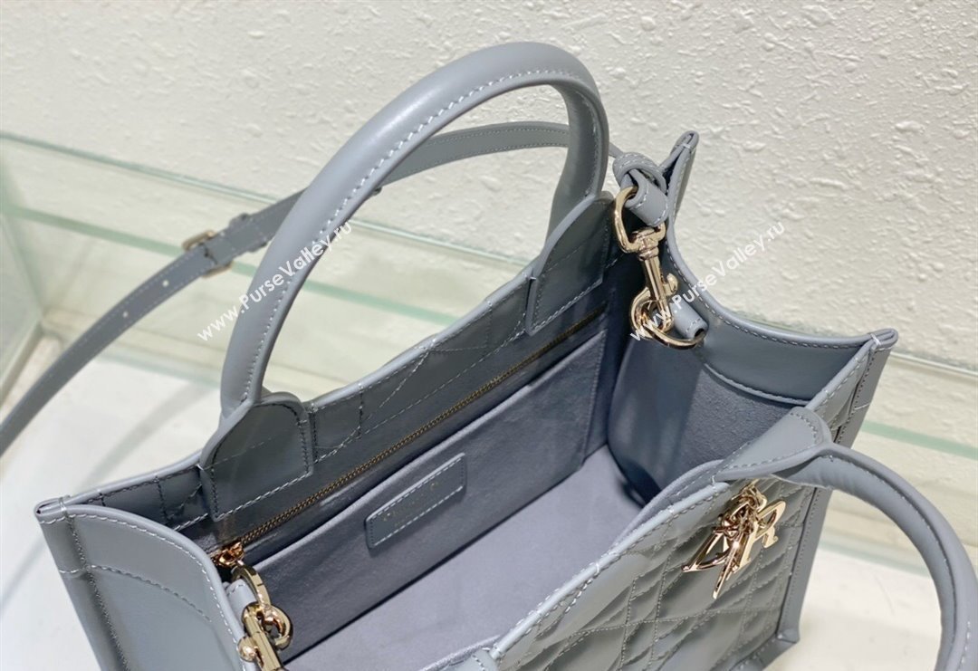 Dior Small Tote Bag in Grey Cannage Calfskin 2023 DR111501 (BF-231115014)