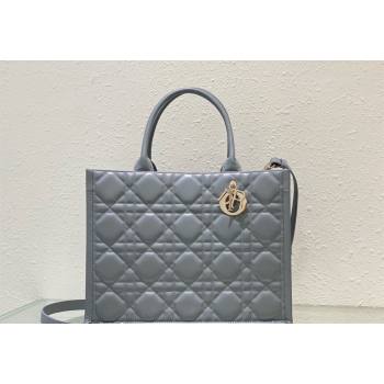 Dior Medium Tote Bag in Grey Cannage Calfskin 2023 DR111501 (BF-231115015)