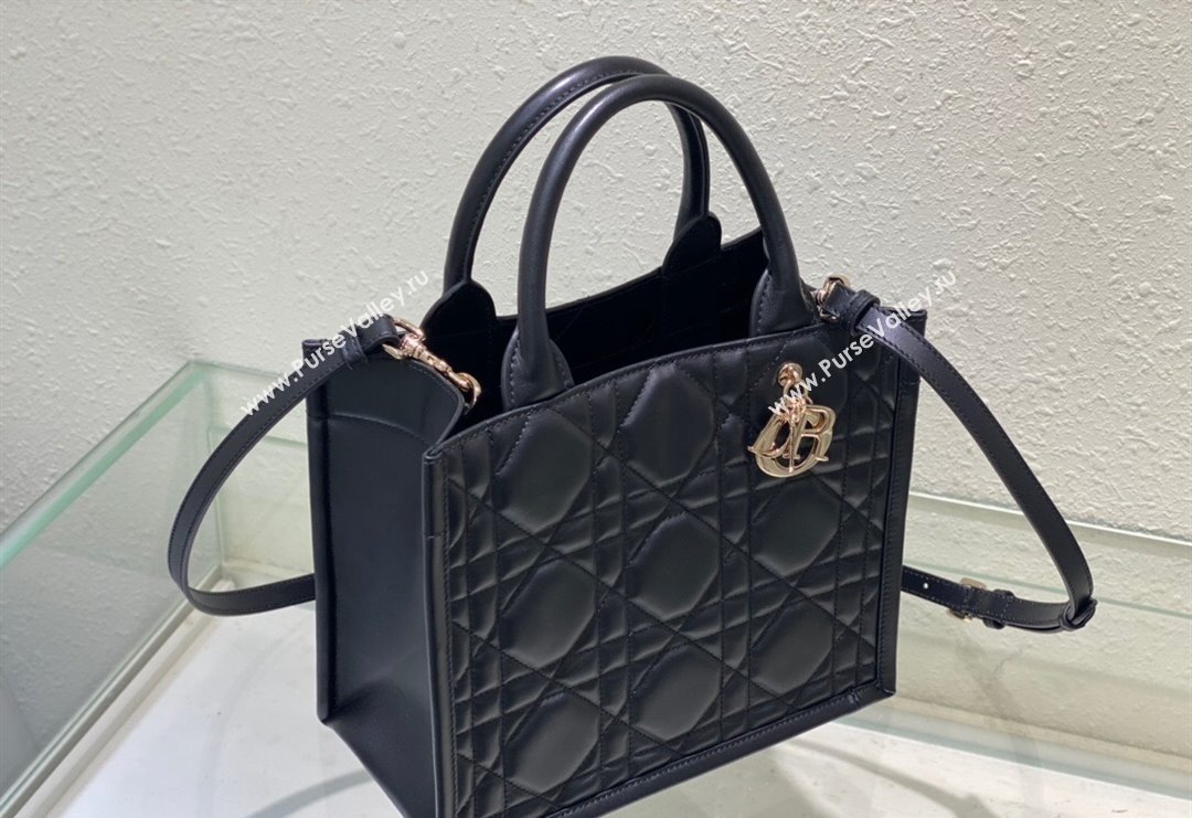 Dior Small Tote Bag in Black Cannage Calfskin 2023 DR111501 (BF-231115016)