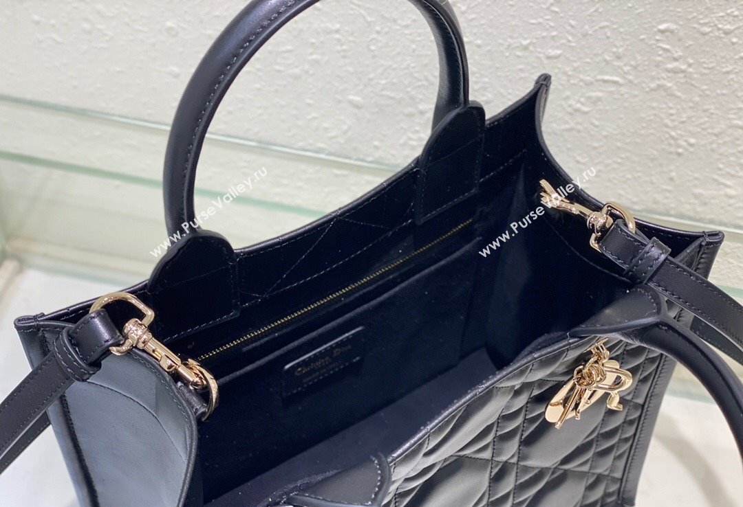 Dior Small Tote Bag in Black Cannage Calfskin 2023 DR111501 (BF-231115016)