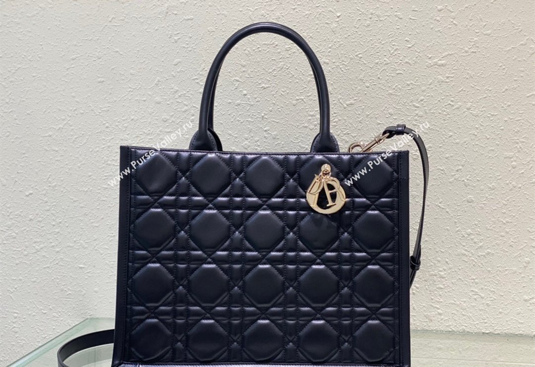 Dior Medium Tote Bag in Black Cannage Calfskin 2023 DR111501 (BF-231115017)