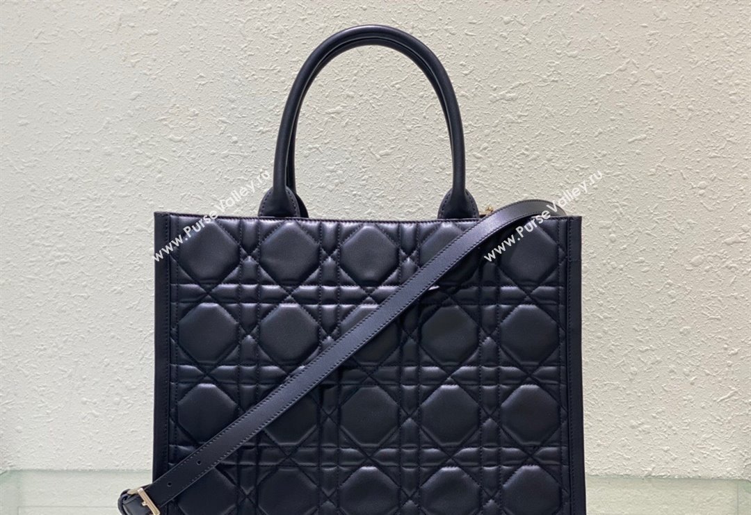 Dior Medium Tote Bag in Black Cannage Calfskin 2023 DR111501 (BF-231115017)