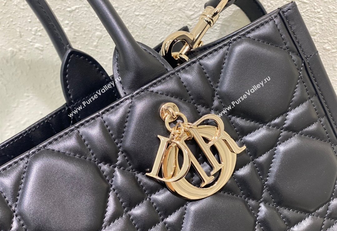 Dior Medium Tote Bag in Black Cannage Calfskin 2023 DR111501 (BF-231115017)