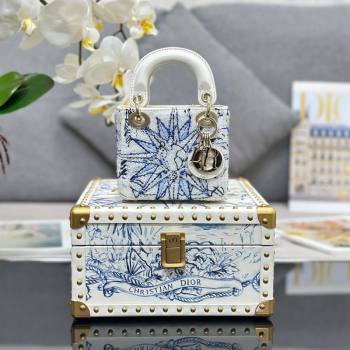 Dior Micro Lady Dior Bag and Box Set with Florilegio Motif Blue 2024 (XXG-240219085)