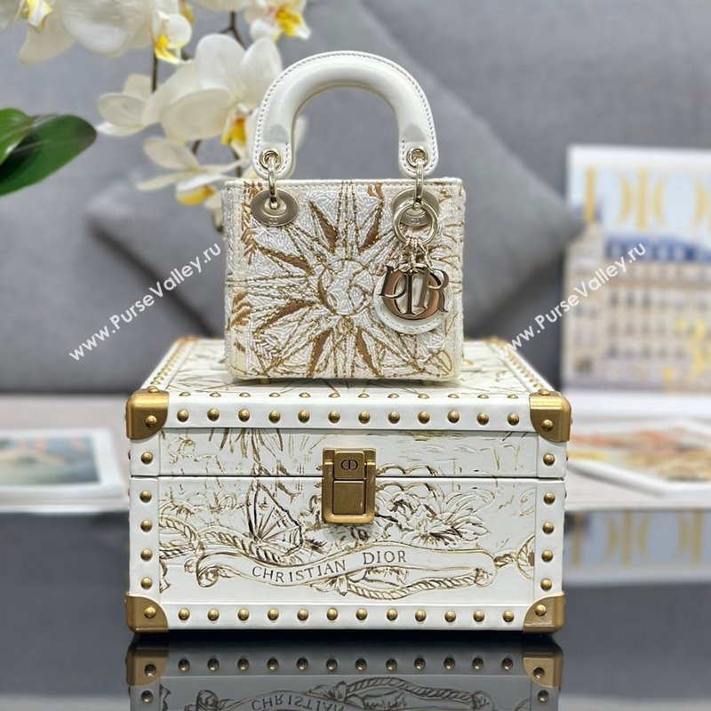 Dior Micro Lady Dior Bag and Box Set with Florilegio Motif Gold 2024 (XXG-240219086)