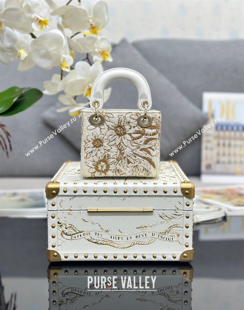 Dior Micro Lady Dior Bag and Box Set with Florilegio Motif Gold 2024 (XXG-240219086)