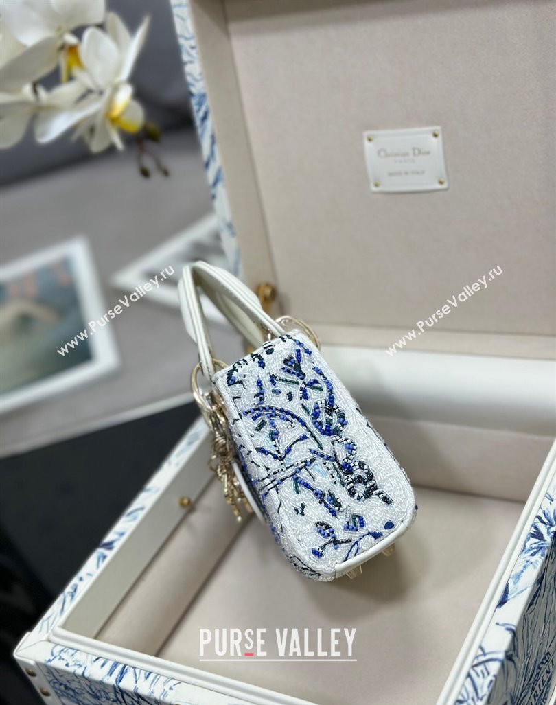 Dior Micro Lady Dior Bag and Box Set with Florilegio Motif Blue 2024 (XXG-240219085)