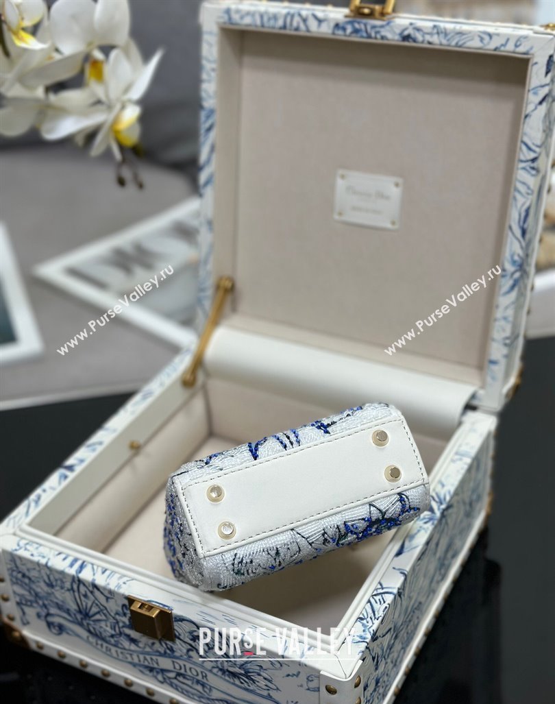 Dior Micro Lady Dior Bag and Box Set with Florilegio Motif Blue 2024 (XXG-240219085)