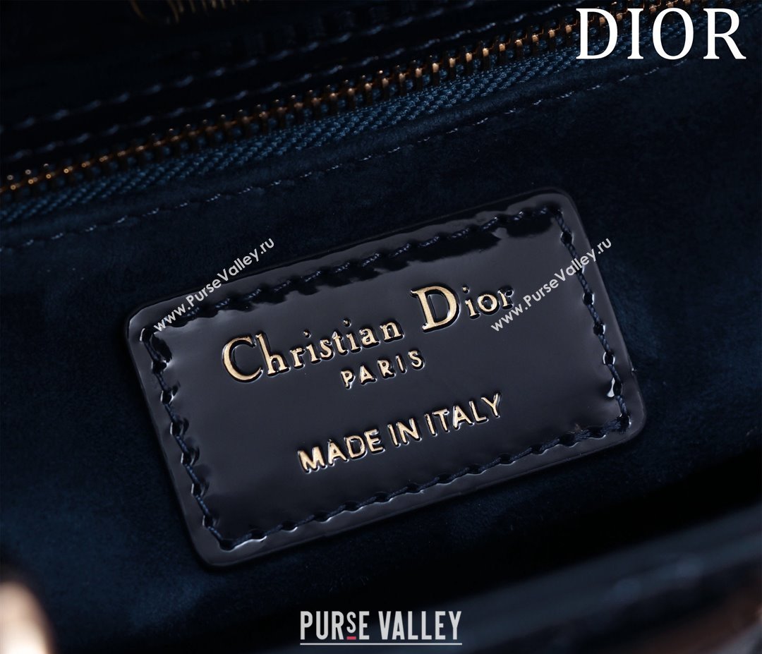 Dior Mini Lady Dior Bag in Patent Cannage Leather Dark Blue 2024 M0505 (XXG-240219044)