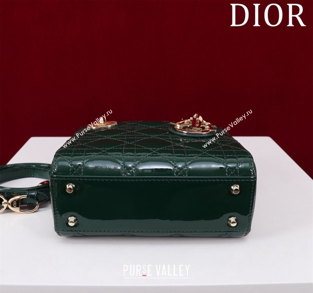 Dior Mini Lady Dior Bag in Patent Cannage Leather Green 2024 M0505 (XXG-240219045)