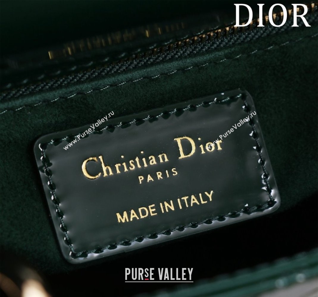 Dior Mini Lady Dior Bag in Patent Cannage Leather Green 2024 M0505 (XXG-240219045)