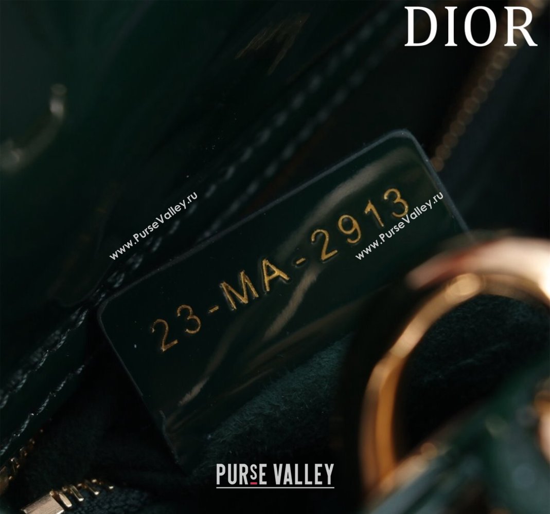 Dior Mini Lady Dior Bag in Patent Cannage Leather Green 2024 M0505 (XXG-240219045)