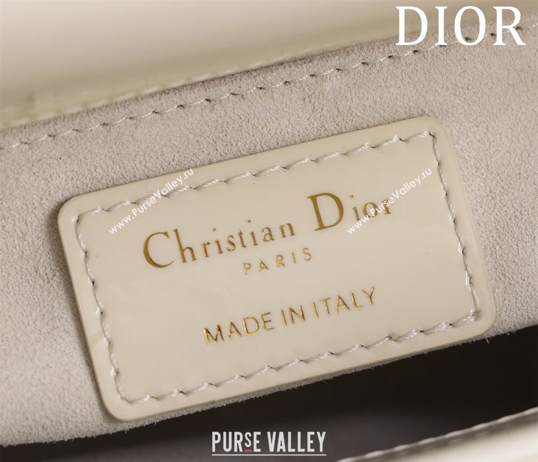 Dior Mini Lady Dior Bag in Patent Cannage Leather White 2024 M0505 (XXG-240219046)