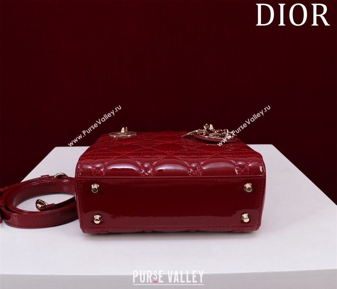 Dior Mini Lady Dior Bag in Patent Cannage Leather Red 2024 M0505 (XXG-240219048)