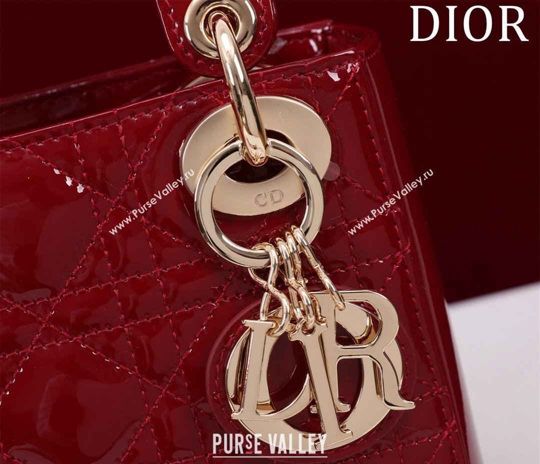 Dior Mini Lady Dior Bag in Patent Cannage Leather Red 2024 M0505 (XXG-240219048)