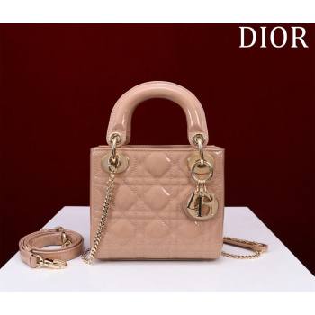 Dior Mini Lady Dior Bag in Patent Cannage Leather Apricot 2024 M0505 (XXG-240219049)