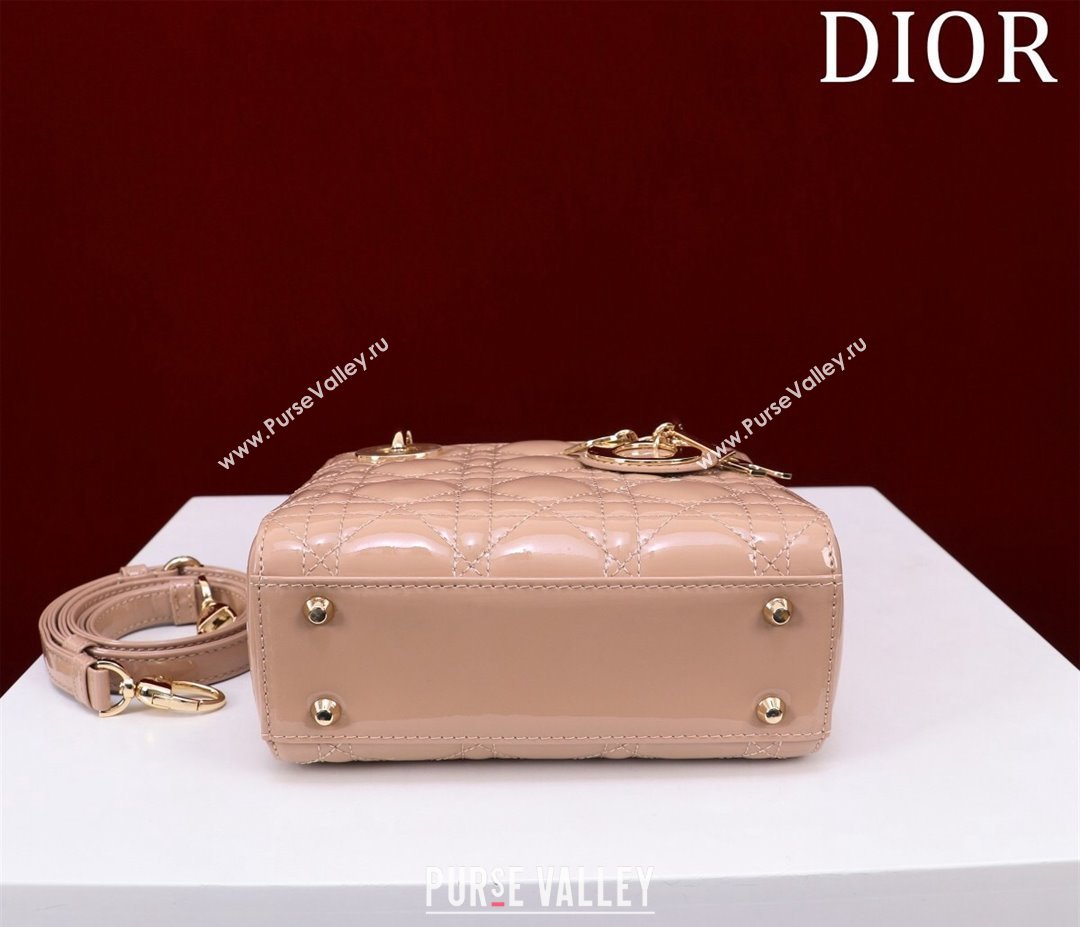 Dior Mini Lady Dior Bag in Patent Cannage Leather Apricot 2024 M0505 (XXG-240219049)