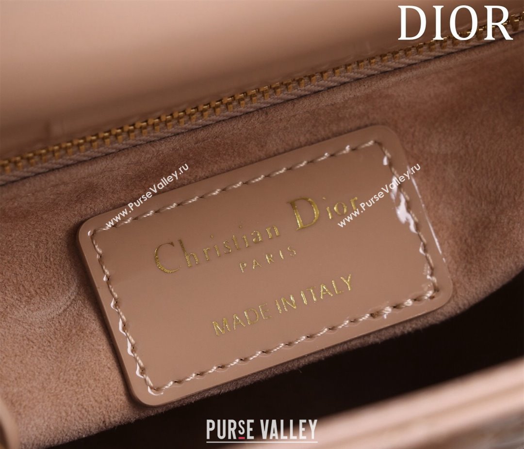 Dior Mini Lady Dior Bag in Patent Cannage Leather Apricot 2024 M0505 (XXG-240219049)