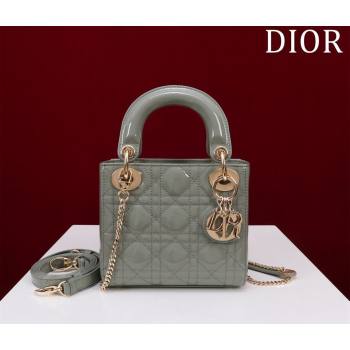 Dior Mini Lady Dior Bag in Patent Cannage Leather Grey 2024 M0505 (XXG-240219050)