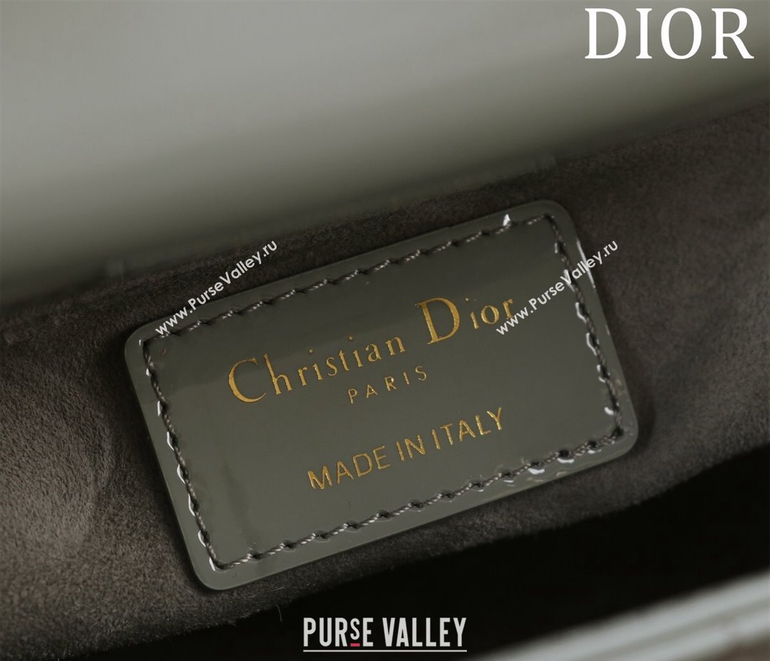 Dior Mini Lady Dior Bag in Patent Cannage Leather Grey 2024 M0505 (XXG-240219050)