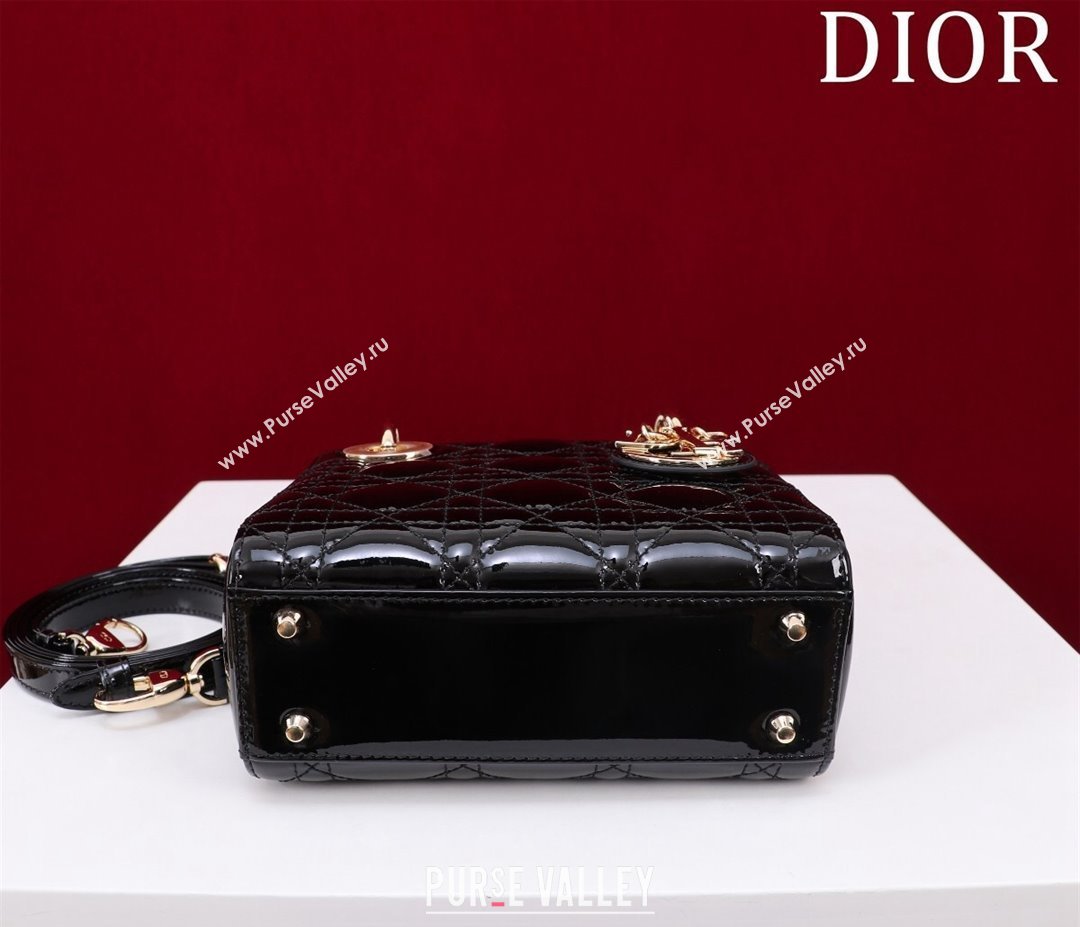 Dior Mini Lady Dior Bag in Patent Cannage Leather Black 2024 M0505 (XXG-240219051)