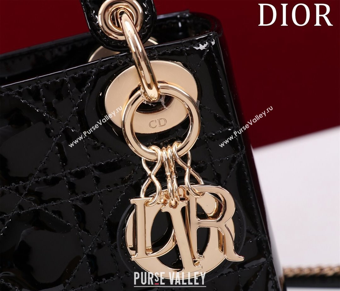 Dior Mini Lady Dior Bag in Patent Cannage Leather Black 2024 M0505 (XXG-240219051)