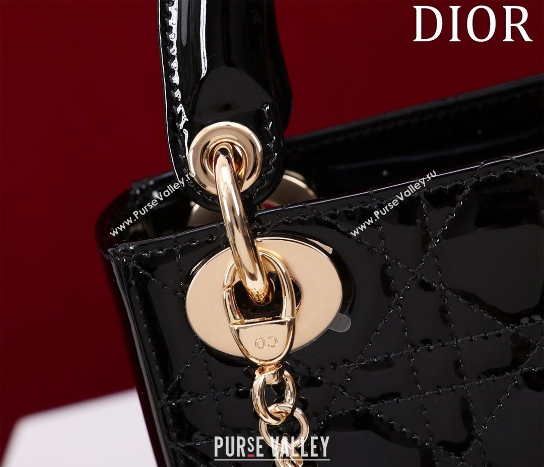 Dior Mini Lady Dior Bag in Patent Cannage Leather Black 2024 M0505 (XXG-240219051)