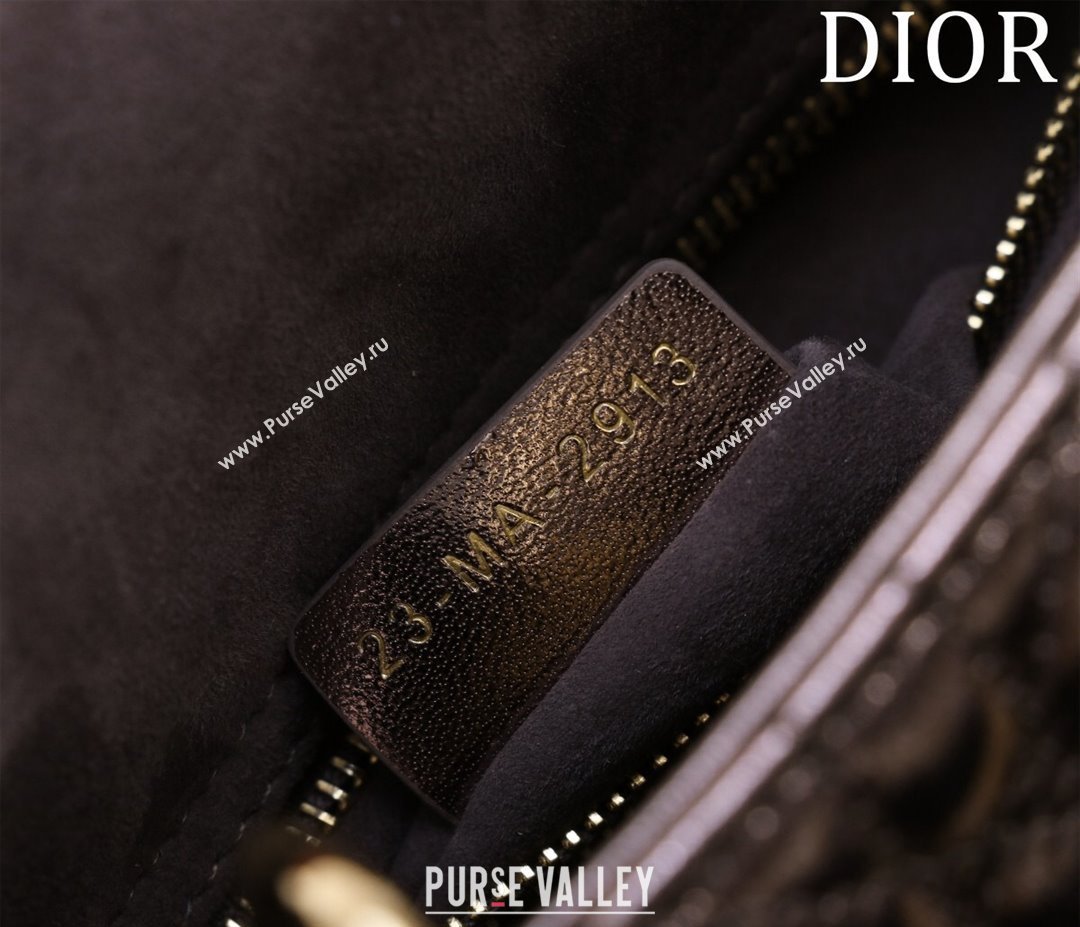 Dior Mini Lady Dior Bag in Metallic Cannage Leather Bronze 2024 M0505 (XXG-240219052)