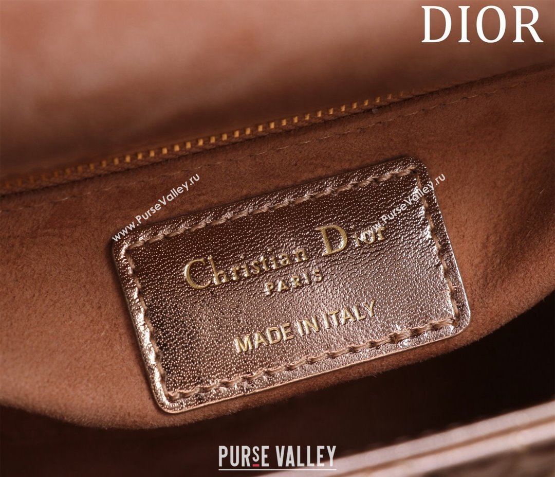 Dior Mini Lady Dior Bag in Metallic Cannage Leather Rose Gold 2024 M0505 (XXG-240219053)