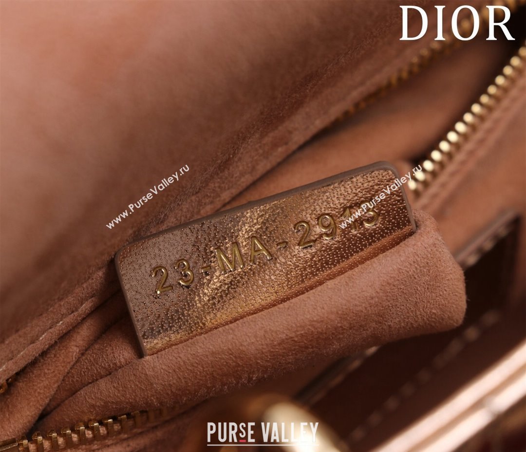 Dior Mini Lady Dior Bag in Metallic Cannage Leather Rose Gold 2024 M0505 (XXG-240219053)