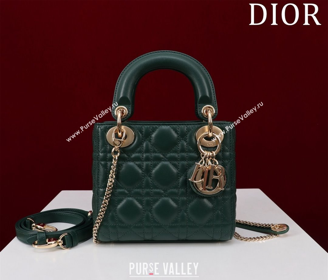 Dior Mini Lady Dior Bag in Cannage Lambskin Green 2024 M0505 (XXG-240219054)