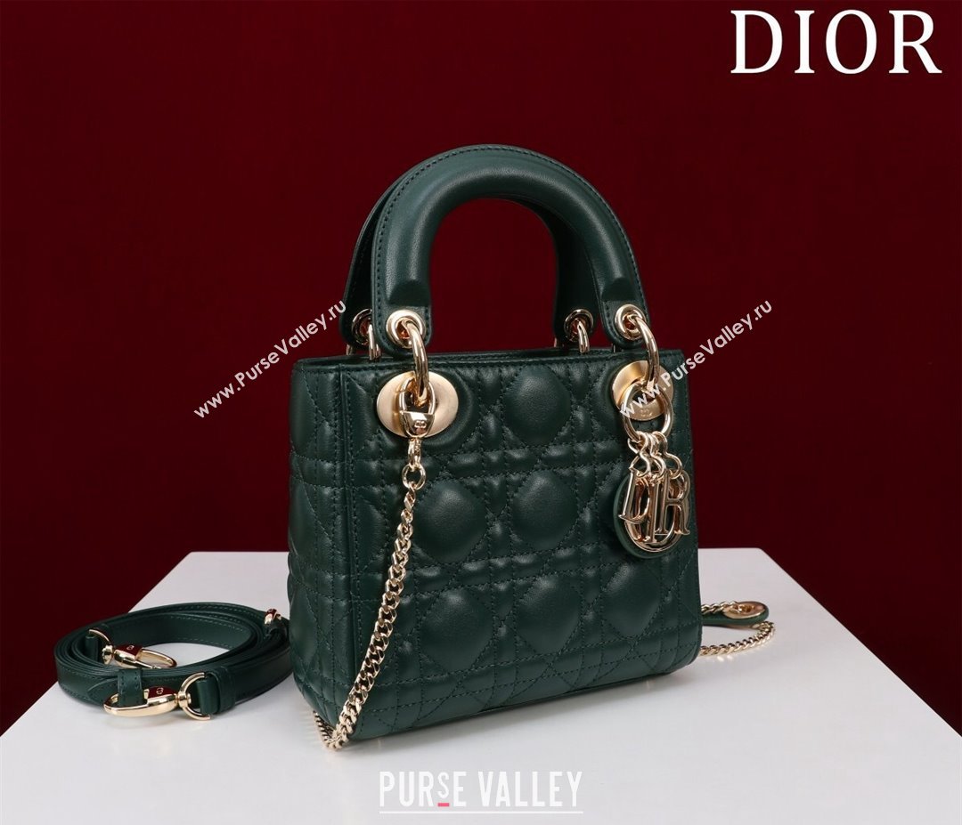 Dior Mini Lady Dior Bag in Cannage Lambskin Green 2024 M0505 (XXG-240219054)