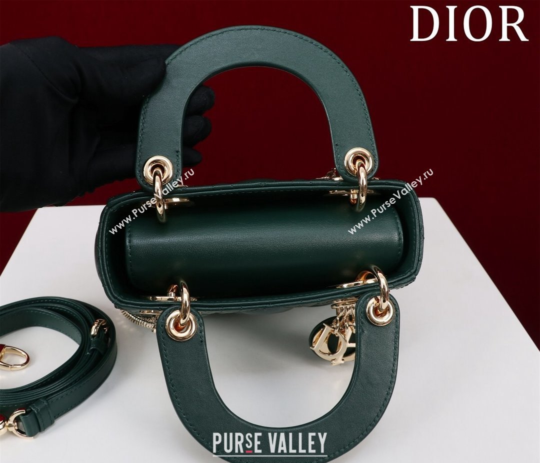 Dior Mini Lady Dior Bag in Cannage Lambskin Green 2024 M0505 (XXG-240219054)